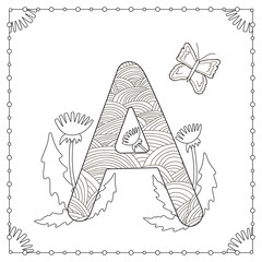 Alphabet coloring page.