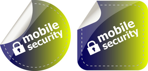 Poster - mobile security stickers label tag set isolated on white