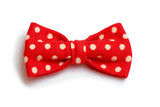 Fototapeta Morze - tie red with white polka dots on a white background