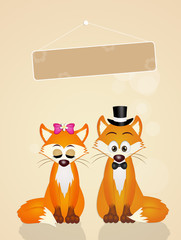 Wall Mural - Wedding of foxes