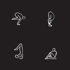 Canvas Print - Yoga asanas chalk icons set