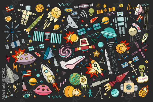 Cartoon vector illustration of space Tableau sur Toile