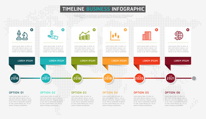 vector infographics timeline design template with 3d paper label, integrated circles background. tim