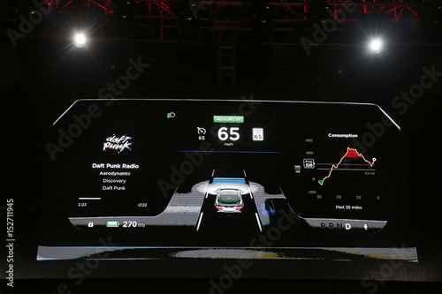 The Dashboard Of A New All Wheel Drive Version Of The Tesla