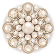 Mandala brooch jewelry, design element. pearl  vintage ornamental background.