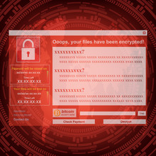 Malware Ransomware Wannacry Virus Encrypted Files And Show Massage For Bitcon Payment On Gear And Wolrd Map Background. Vector Illustration Cybercrime And Cyber Security Concept.
