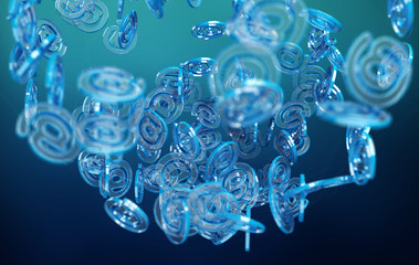 Wall Mural - digital arobase blue sphere 3d rendering