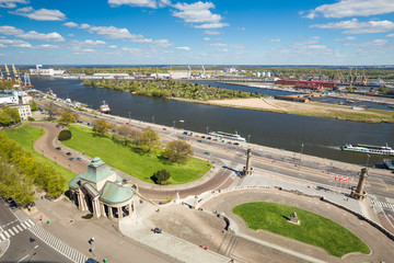 Wall Mural - Szczecin / Panorama rzeki oraz historycznej części miasta