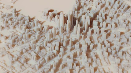 Poster - 3d rendered city view with camera movement. Detailed cityscape background with shadows and slow moving sun.