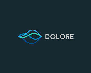 Fototapete - Abstract linear logotype. Wave flow logo symbol. Motion stream water aqua vector icon