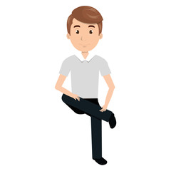 Canvas Print - young man avatar sitting character vector illustration design