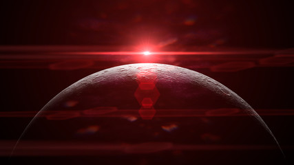 Wall Mural - moon lit by a bright red light