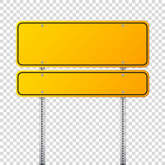 Wall Mural - road yellow traffic sign. blank board with place for text.mockup. isolated information sign. directi