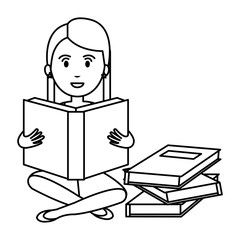 Poster - woman reading textbook character vector illustration design