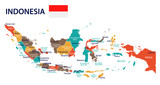 Fototapeta Mapy - Indonesia - map and flag – illustration