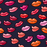 Fototapeta Pokój dzieciecy - Seamless vector pattern candy shiny lips. Illustration of love, dating, marriage.