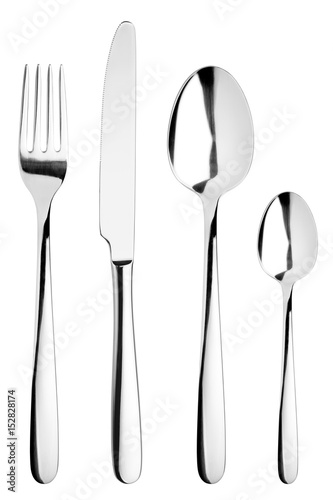 Fotografie, Obraz fork, knife, spoon, teaspoon, cutlery on white background, isolated