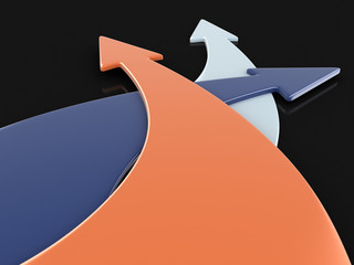 Poster - 3d image of arrows in different directions. Image with clipping path
