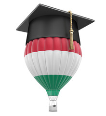 Poster - Hot Air Balloon with Hungarian Flag and Graduation cap. Image with clipping path