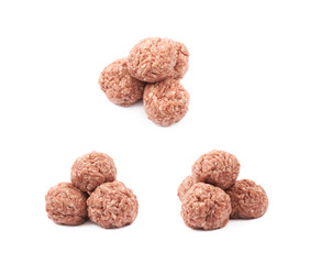 Wall Mural - Pile of minced meat balls isolated