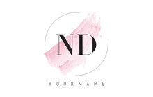 ND N D Watercolor Letter Logo Design With Circular Brush Pattern.