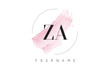 ZA Z A Watercolor Letter Logo Design with Circular Brush Pattern.