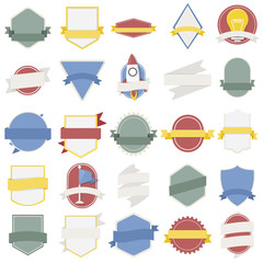 Canvas Print - Mixed Set of Light Bulb Spaceship Flag Badges Emblem Label Icon Illustration Vector