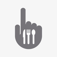 Poster - Isolated pointing hand with cutlery