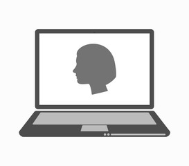 Wall Mural - Isolated line art laptop with a female head