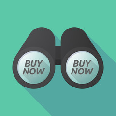 Sticker - Long shadow binoculars with    the text BUY NOW