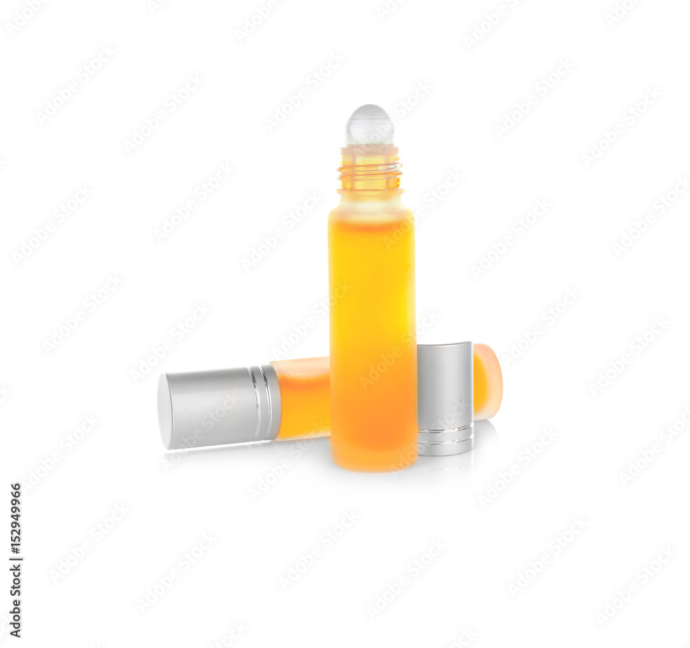 Perfume bottles on white background