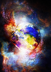 Poster - Planet Earth in cosmic space Cosmic Space background.