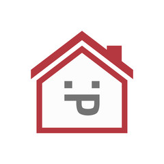 Poster - Isolated house with a sticking out tongue text face