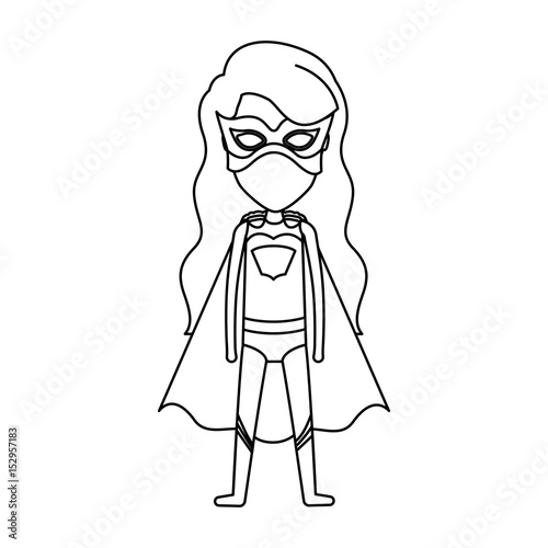 Monochrome Silhouette Faceless With Standing Girl Superhero With
