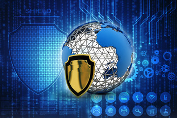 Poster - 3d rendering Protect the World
