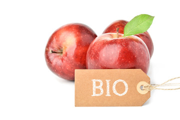 Canvas Print - Rote Äpfel mit leerem Etikett - Bio