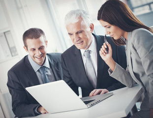 Business People Working at a Laptop