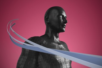 Poster - Composite image of grey line design