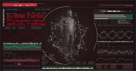 Poster - Composite image of pixelated digitally generated 3d male