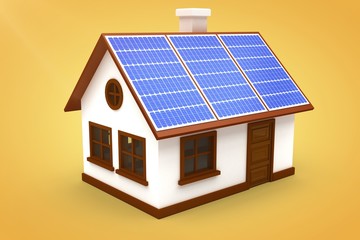 Poster - Composite image of 3d vector image of house with solar panels