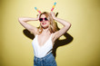 © Drobot Dean - Woman with bright lips makeup with ice cream