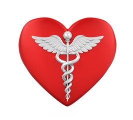 Wall Mural - Heart Shaped with Caduceus Medical Symbol