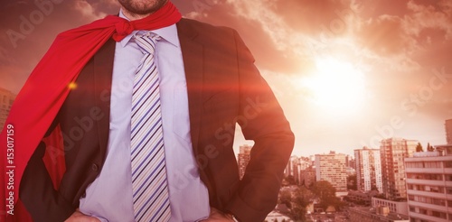 Fotografie, Obraz Composite image of happy businessman wearing cape and eye mask