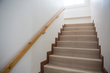 Wall Mural - Concrete Staircase with wood handrail