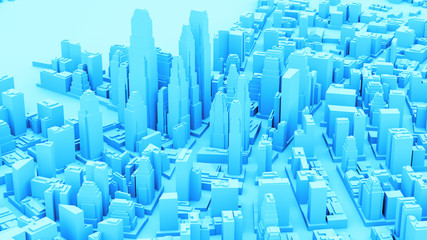Poster - 3d rendered city view with detailed cityscape
