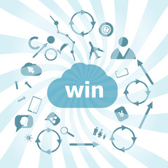 Poster - Text Win. Business concept . Set of web icons for business, finance and communication