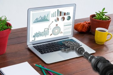 Poster - Composite image of gray metal robotic arm