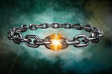 Poster - Composite image of 3d image of broken silver chain 