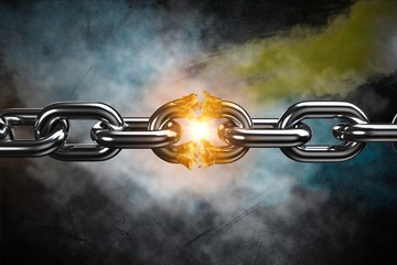 Poster - Composite image of 3d image of broken silver metal chain 