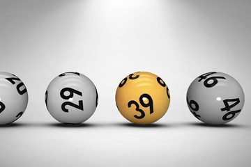 Poster - Composite image of line of lottery balls